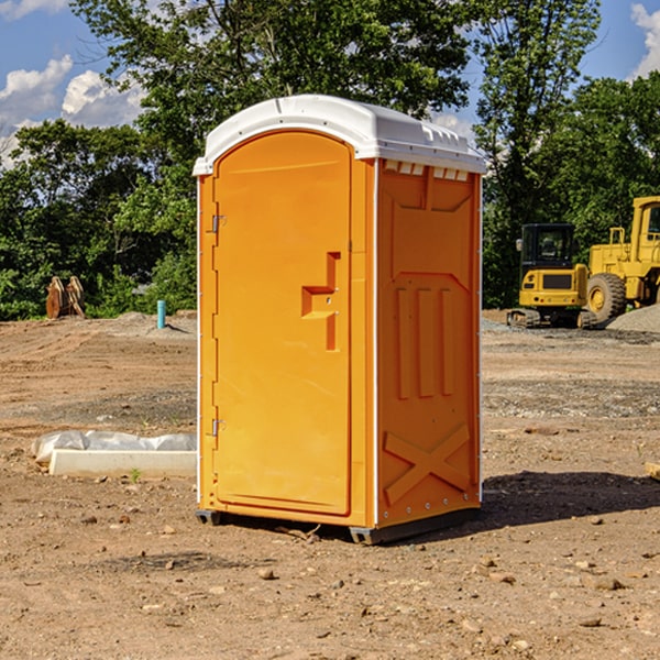 how often are the portable restrooms cleaned and serviced during a rental period in Norene